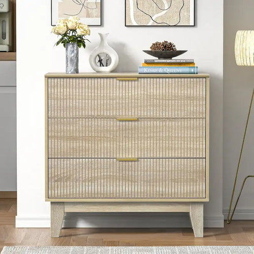 Anmytek Commode Moderne à 3 Tiroirs en Bois Meuble de Rangement pour Chambre à Coucher