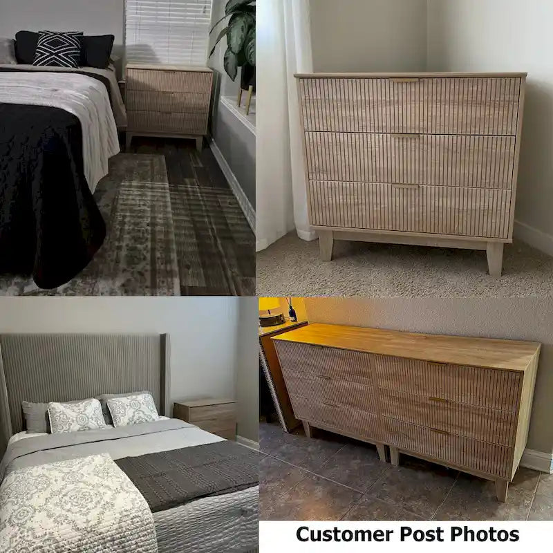 Anmytek Commode Moderne à 3 Tiroirs en Bois Meuble de Rangement pour Chambre à Coucher