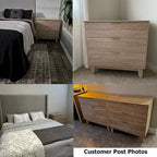 Anmytek Commode Moderne à 3 Tiroirs en Bois Meuble de Rangement pour Chambre à Coucher