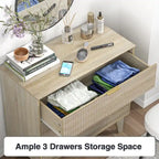 Anmytek Commode Moderne à 3 Tiroirs en Bois Meuble de Rangement pour Chambre à Coucher
