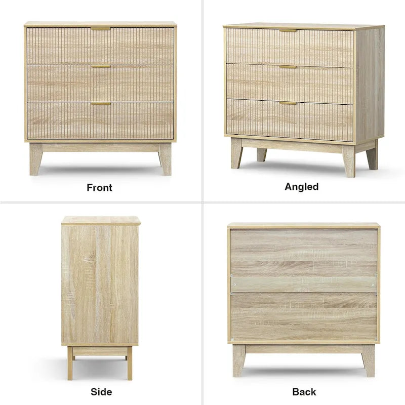 Anmytek Commode Moderne à 3 Tiroirs en Bois Meuble de Rangement pour Chambre à Coucher