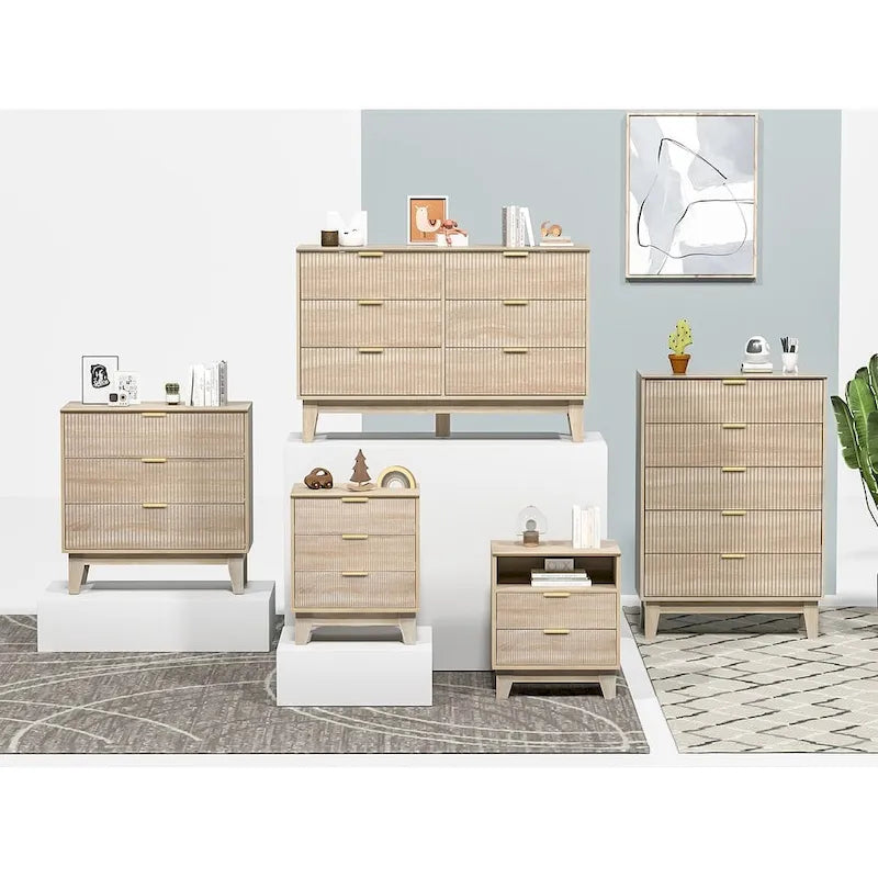 Anmytek Commode Moderne à 3 Tiroirs en Bois Meuble de Rangement pour Chambre à Coucher