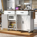 Îlot de cuisine de style campagnard avec prises électriques et panneaux abattants