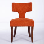 Lot de 2 chaises de salle à manger, chaise rembourrée en tissu de lin avec dossier incurvé et clous en cuivre, chaises avec cadre en bois massif