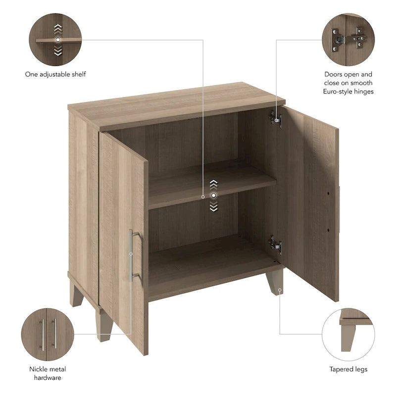 Armoire de rangement compacte Somerset avec portes et étagères par
