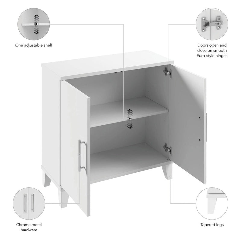 Armoire de rangement compacte Somerset avec portes et étagères par