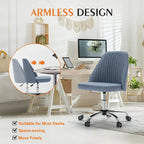 Chaise de bureau sans accoudoirs avec roulettes réglables pivotantes pour petits espaces