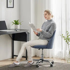 Chaise de bureau sans accoudoirs avec roulettes réglables pivotantes pour petits espaces