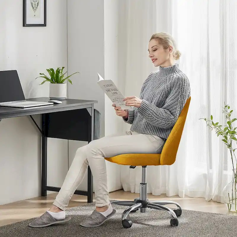 Chaise de bureau sans accoudoirs avec roulettes réglables pivotantes pour petits espaces