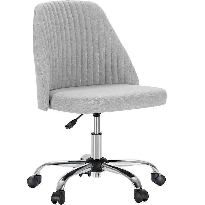 Chaise de bureau sans accoudoirs avec roulettes réglables pivotantes pour petits espaces