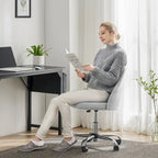Chaise de bureau sans accoudoirs avec roulettes réglables pivotantes pour petits espaces
