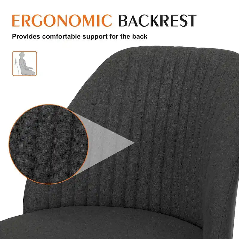 Chaise de bureau sans accoudoirs avec roulettes réglables pivotantes pour petits espaces