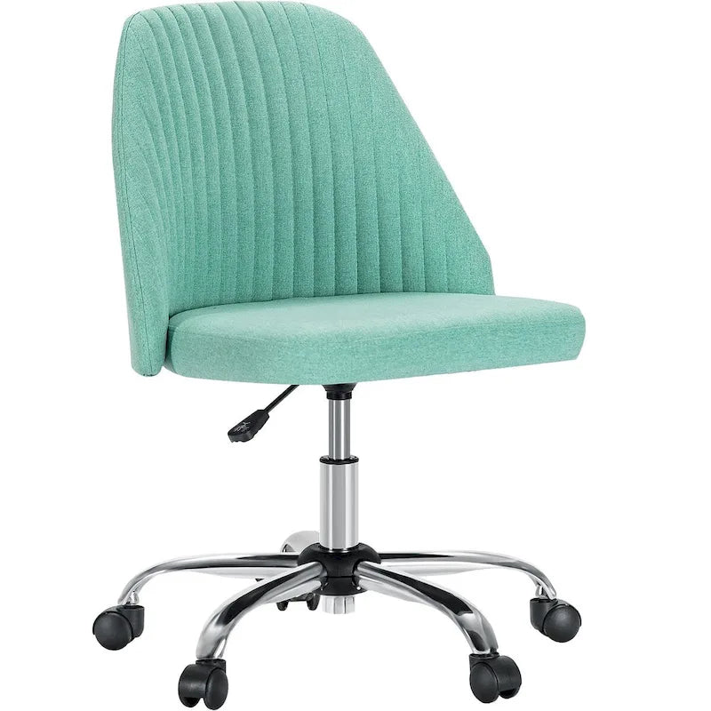 Chaise de bureau sans accoudoirs avec roulettes réglables pivotantes pour petits espaces