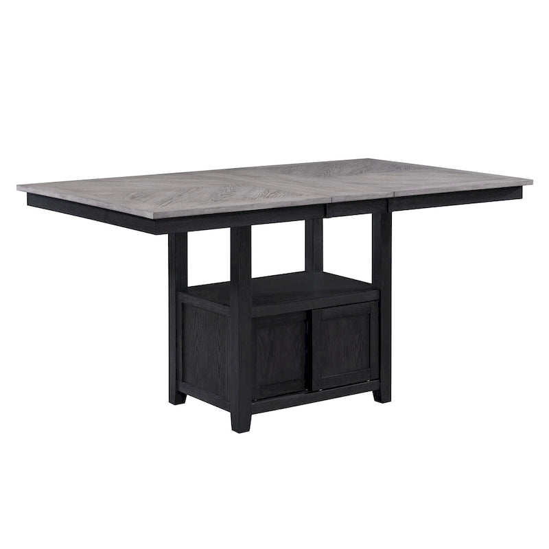 Table hauteur comptoir Patricia 152 -183 cm, extensible, gris clair, noir