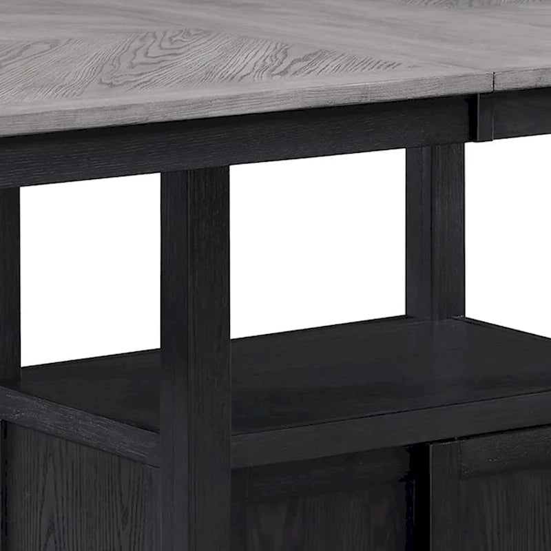 Table hauteur comptoir Patricia 152 -183 cm, extensible, gris clair, noir