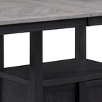 Table hauteur comptoir Patricia 152 -183 cm, extensible, gris clair, noir