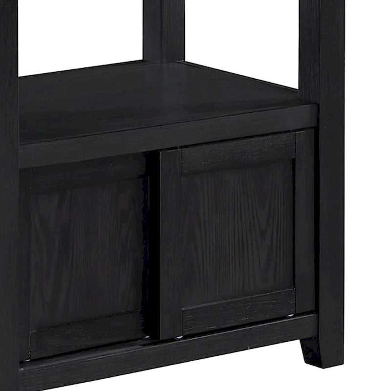 Table hauteur comptoir Patricia 152 -183 cm, extensible, gris clair, noir