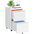 Meuble de classement mobile de bureau en métal à 2 tiroirs avec serrure, armoire de rangement roulante pour bureau à domicile
