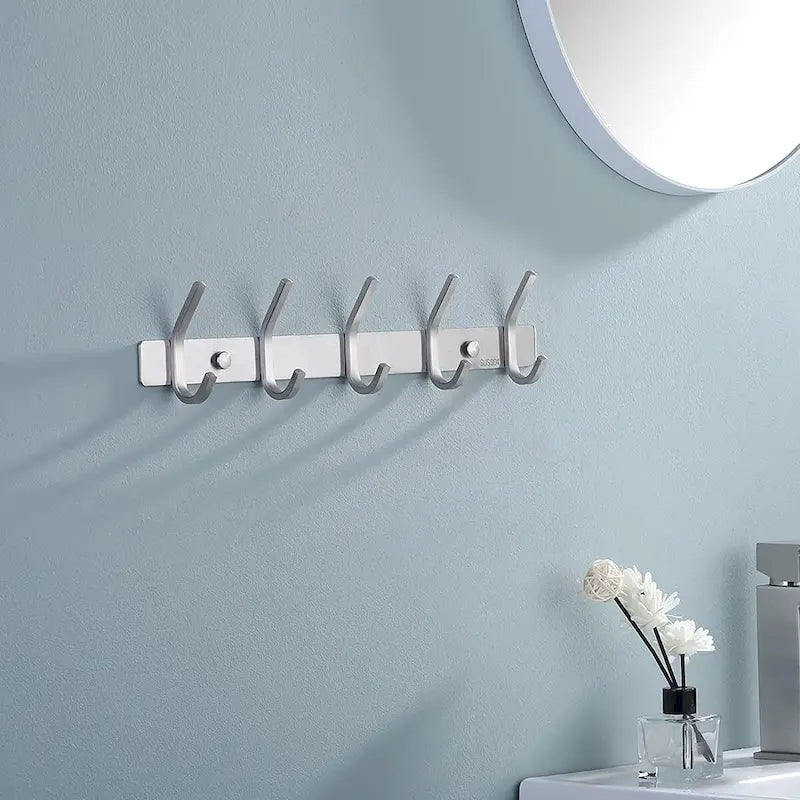 Patère de salle de bain avec 5 crochets pour peignoirs et serviettes