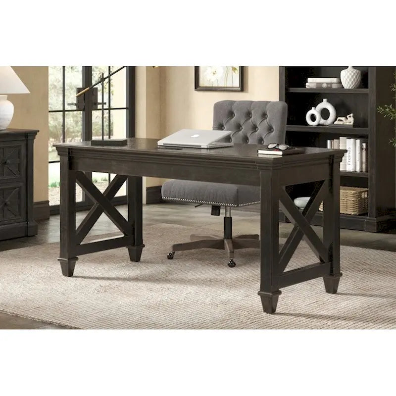 Bureau d'écriture traditionnel en bois, marron foncé