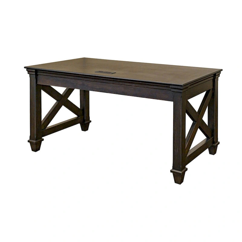 Bureau d'écriture traditionnel en bois, marron foncé