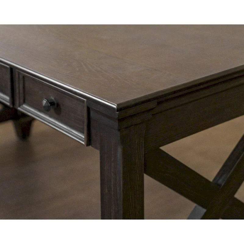Bureau d'écriture traditionnel en bois, marron foncé