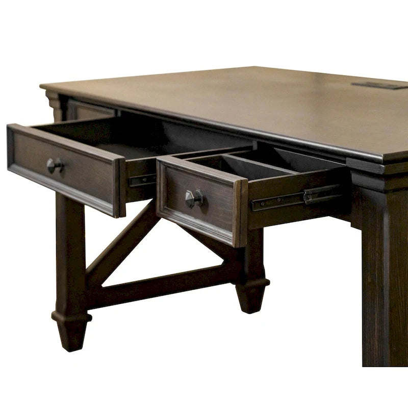Bureau d'écriture traditionnel en bois, marron foncé