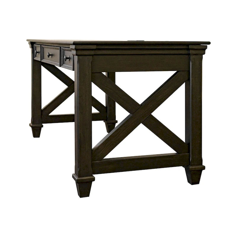Bureau d'écriture traditionnel en bois, marron foncé