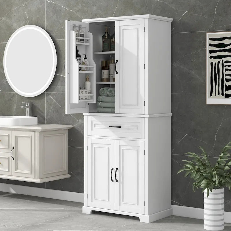 Meuble de rangement de salle de bain avec portes et tiroir