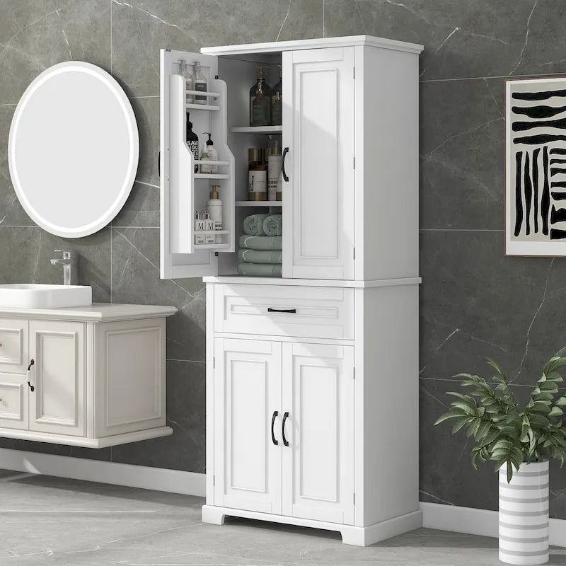 Meuble de rangement de salle de bain avec portes et tiroir