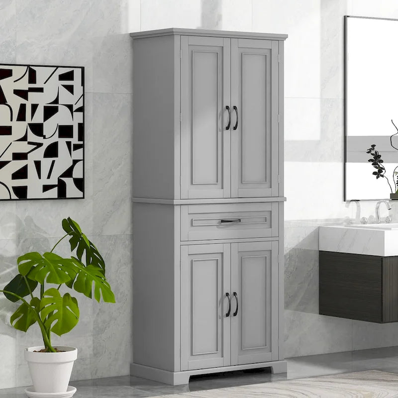 Meuble de rangement de salle de bain avec portes et tiroir