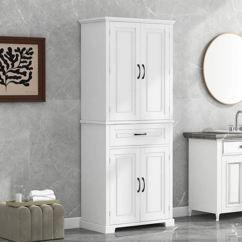 Meuble de rangement de salle de bain avec portes et tiroir