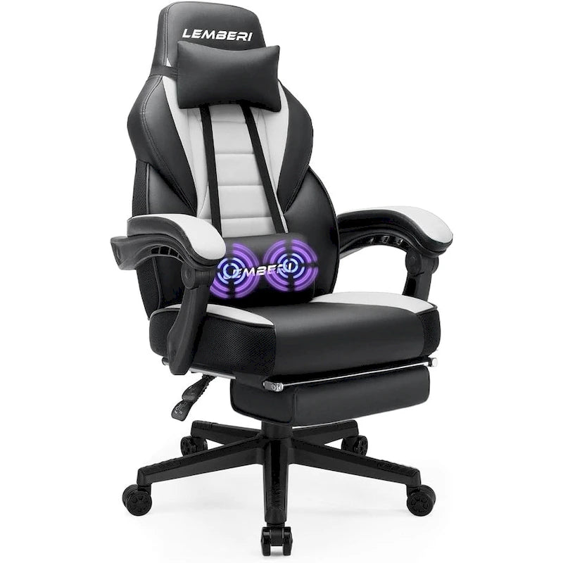 Chaise de jeu style course BOSSIN, fauteuil gamer grande taille 136 kg, chaise de bureau à dossier haut