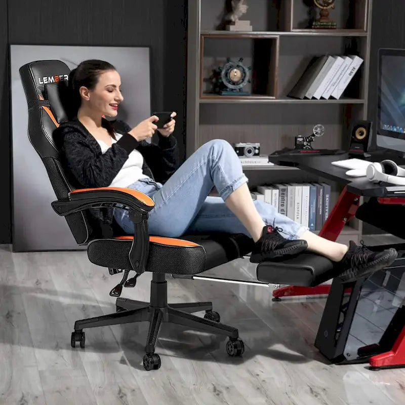 Chaise de jeu style course BOSSIN, fauteuil gamer grande taille 136 kg, chaise de bureau à dossier haut