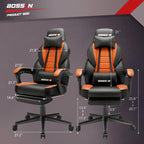 Chaise de jeu style course BOSSIN, fauteuil gamer grande taille 136 kg, chaise de bureau à dossier haut