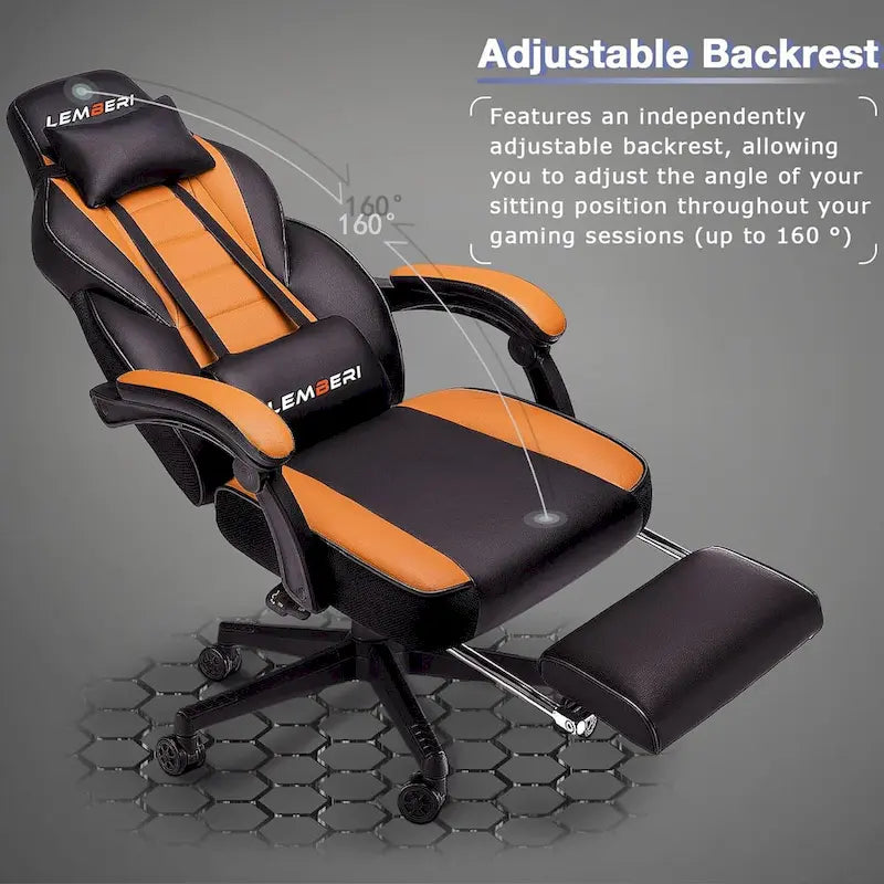 Chaise de jeu style course BOSSIN, fauteuil gamer grande taille 136 kg, chaise de bureau à dossier haut