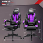 Chaise de jeu style course BOSSIN, fauteuil gamer grande taille 136 kg, chaise de bureau à dossier haut