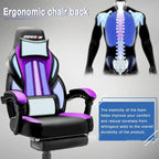 Chaise de jeu style course BOSSIN, fauteuil gamer grande taille 136 kg, chaise de bureau à dossier haut