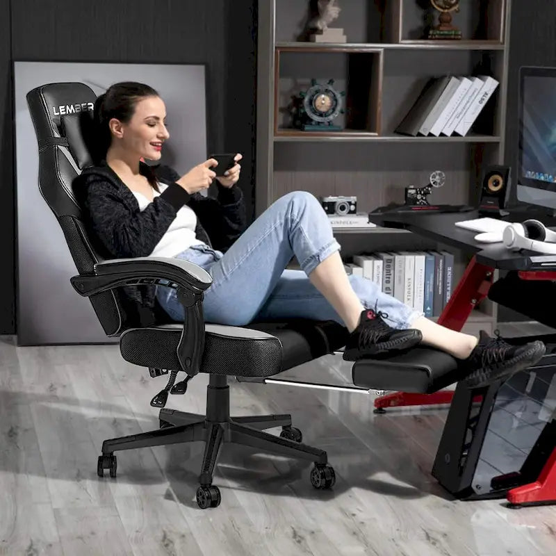 Chaise de jeu style course BOSSIN, fauteuil gamer grande taille 136 kg, chaise de bureau à dossier haut