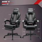 Chaise de jeu style course BOSSIN, fauteuil gamer grande taille 136 kg, chaise de bureau à dossier haut
