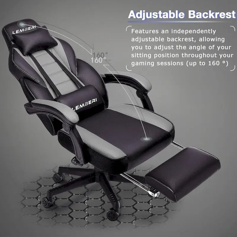 Chaise de jeu style course BOSSIN, fauteuil gamer grande taille 136 kg, chaise de bureau à dossier haut