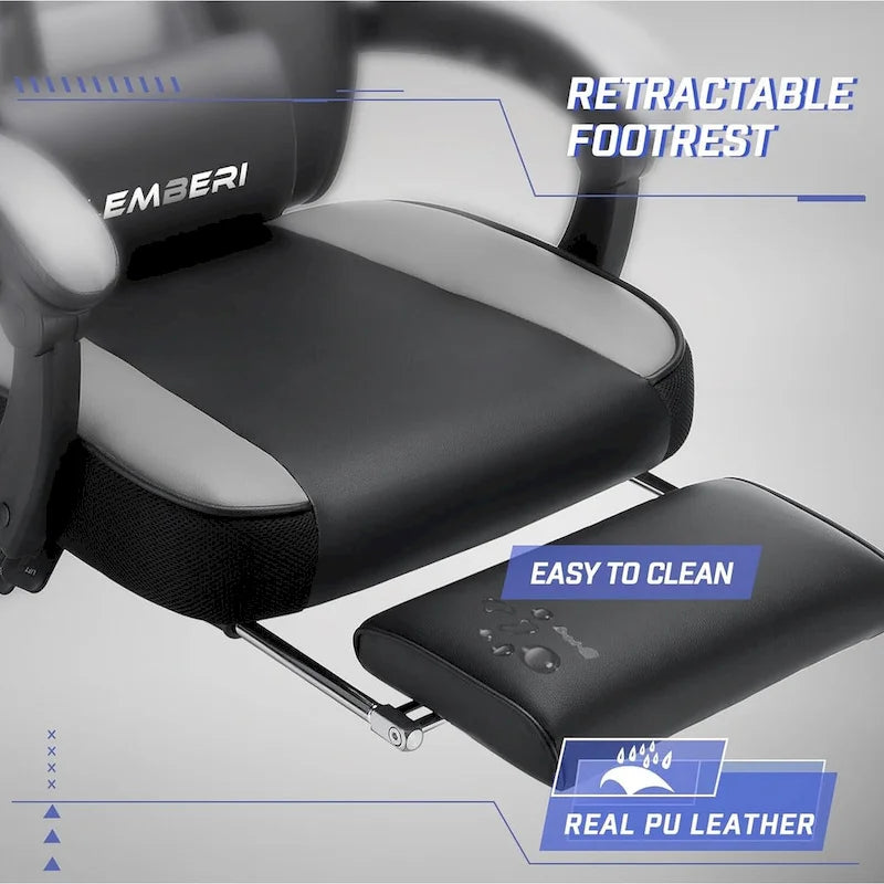 Chaise de jeu style course BOSSIN, fauteuil gamer grande taille 136 kg, chaise de bureau à dossier haut