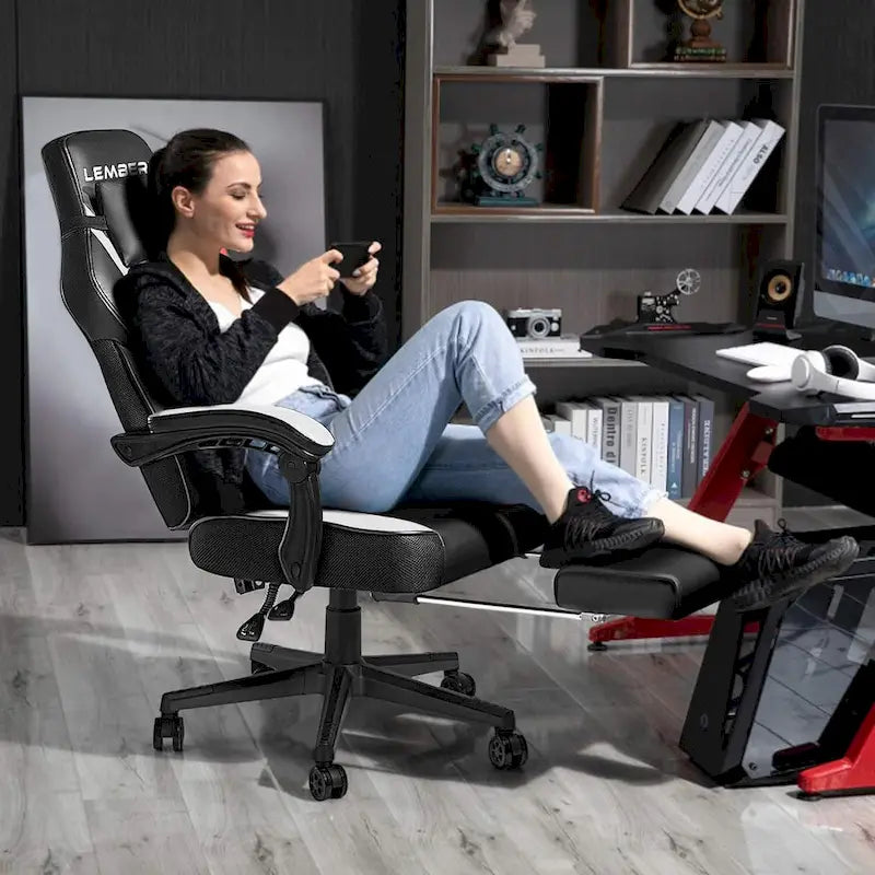 Chaise de jeu style course BOSSIN, fauteuil gamer grande taille 136 kg, chaise de bureau à dossier haut