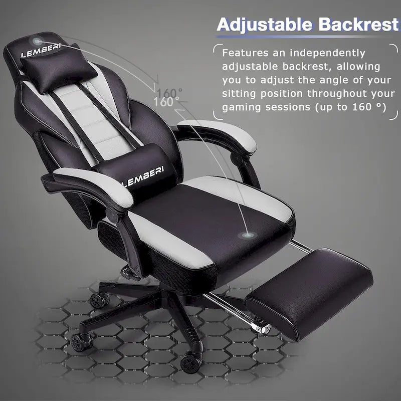 Chaise de jeu style course BOSSIN, fauteuil gamer grande taille 136 kg, chaise de bureau à dossier haut